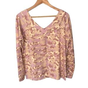 Peaceful Warrior Super Soft Purple Camo Off Shoulder Sweater